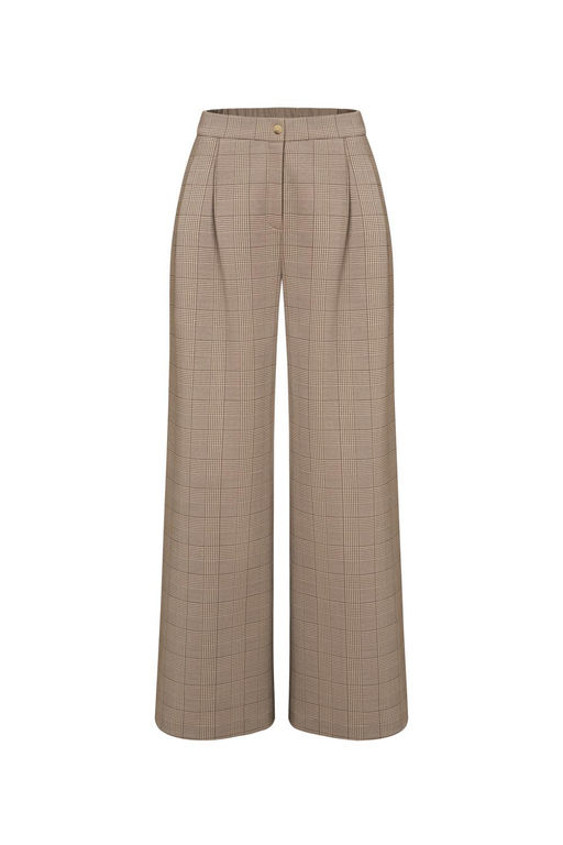 ЕВТ 4160/кремовый,клетка глен брюки жен