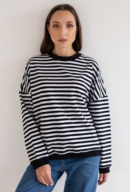 Свитшот полоска с черным, тельняшка, футер 2хнитка петля, пенье