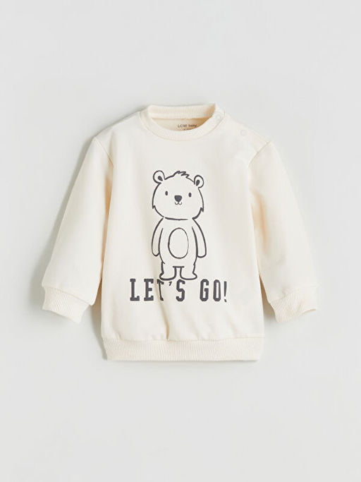 Bask?l? Erkek Bebek Sweatshirt ve E?ofman Alt 2li