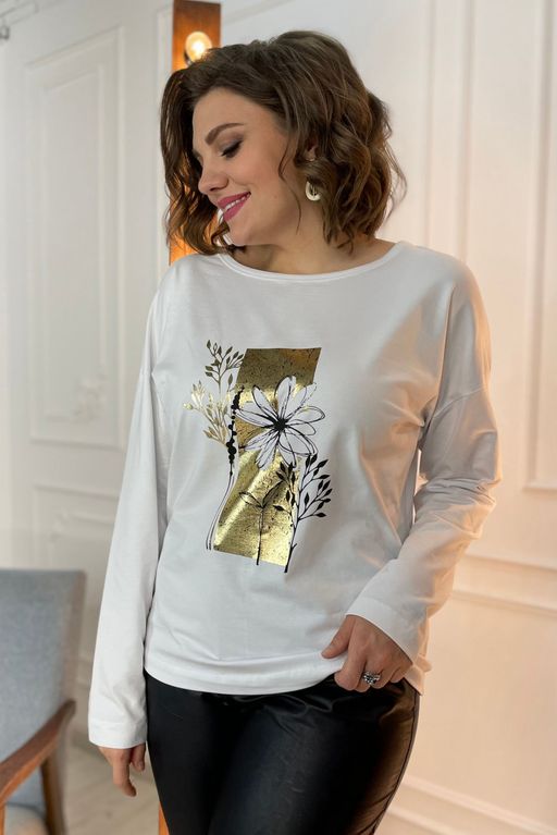 Свитшот Rumoda 2054/1 белый/принт золото  фото 6