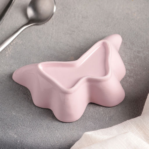 Блюдо керамическое «Бабочка», 11×7.5×3 см, цвет розовый