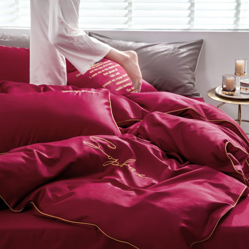 КПБ Mency однотонный с вышивкой MENO015 Семейный