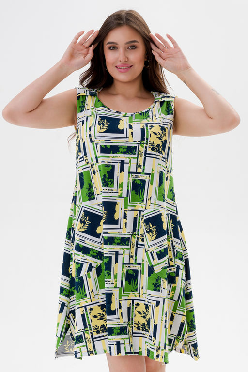 Платье женское из кулирки Кэтрин цитрусовый микс макси - Амадэль фото 12