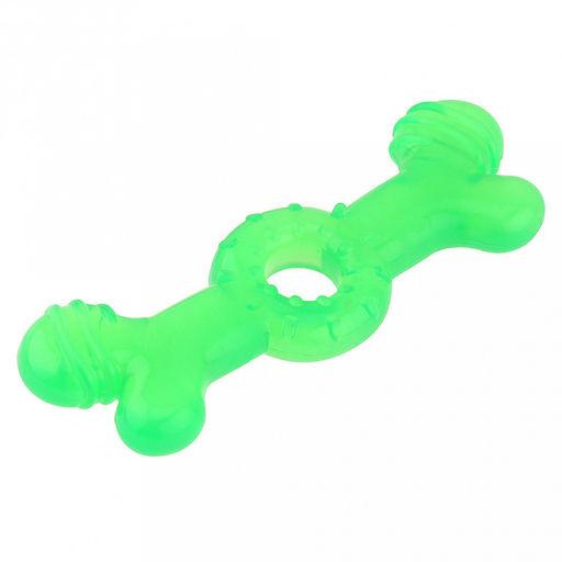 Игрушка для собаки Косточка бублик 13,6х4,5х1,5см, полипропилен, фактурная, прозрачные цвета микс (красный, синий, зеленый), Пэт тойс (Pet toys) (Китай)  фото 2