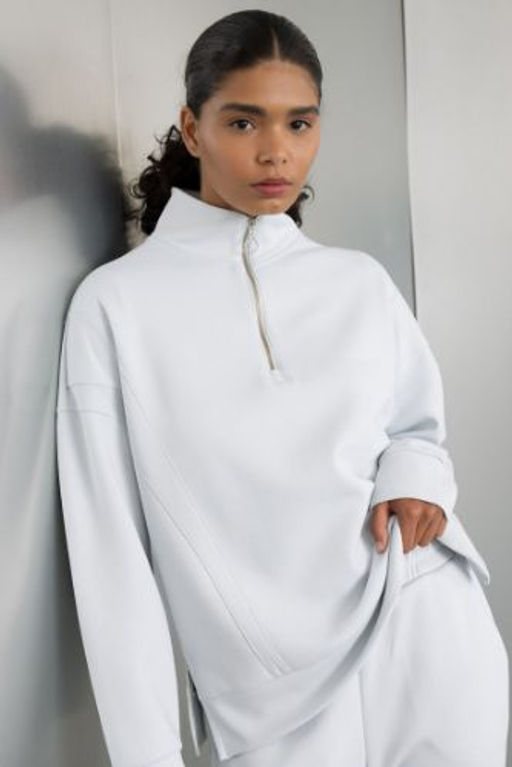 DeFactoFit Oversize Genis Kal?p Fermuarl? Dik Yaka Skuba Dalg?c Kumas Sporcu Basic Duz Sweatshirt