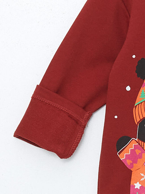 Bisiklet Yaka Uzun Kollu Bask?l? K?z Bebek Ti??rt - Waikiki фото 3