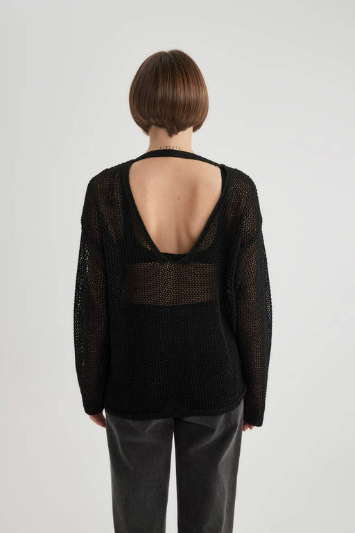 Свитер из блестящей ткани с вырезом лодочкой - Defacto фото 6