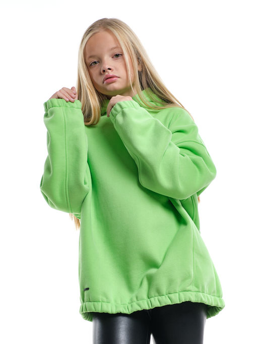 Худи one size с начесом удлиненное с капюшоном спортивное UD 8015 салатовый - Mini maxi фото 2