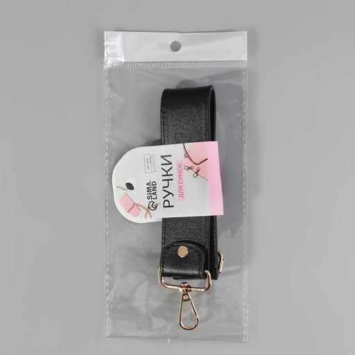 Ручка для сумки, с карабинами, 35 1 см 3,5 см, цвет чёрный/золотой - Арт узор фото 7