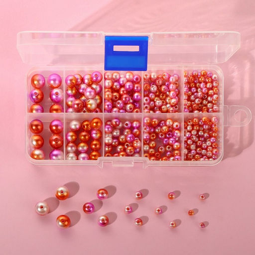 Набор бусин, в органайзере, d=4/5/6/8/10 мм, разноцветных
