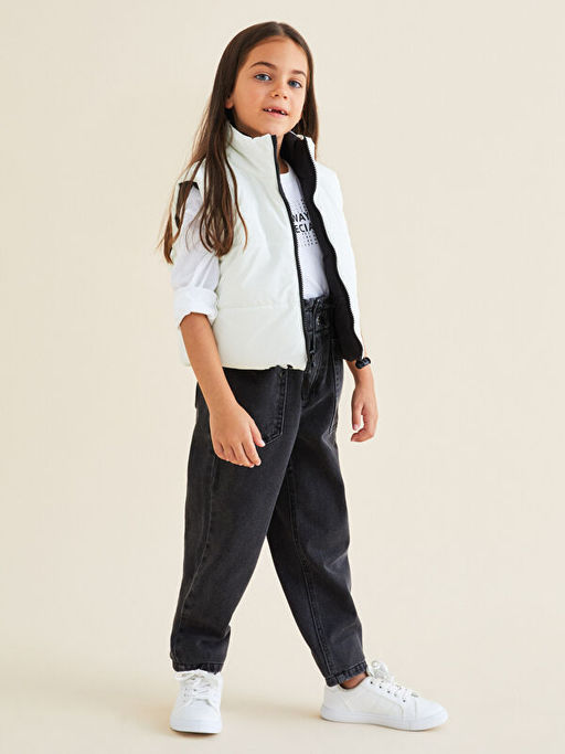 ?ift Tarafl? Dik Yaka Basic K?z ?ocuk ?i?me Yelek - Waikiki фото 2