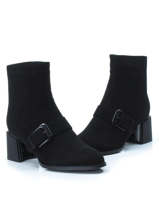 01-PCM347-2 BLACK Ботинки демисезонные женские (натуральная замша, байка)