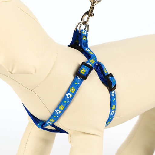 Комплект прошитый Цветы, поводок 120 х 1 см, ОГ 23-35 см, тёмно-синий - Пижон фото 2