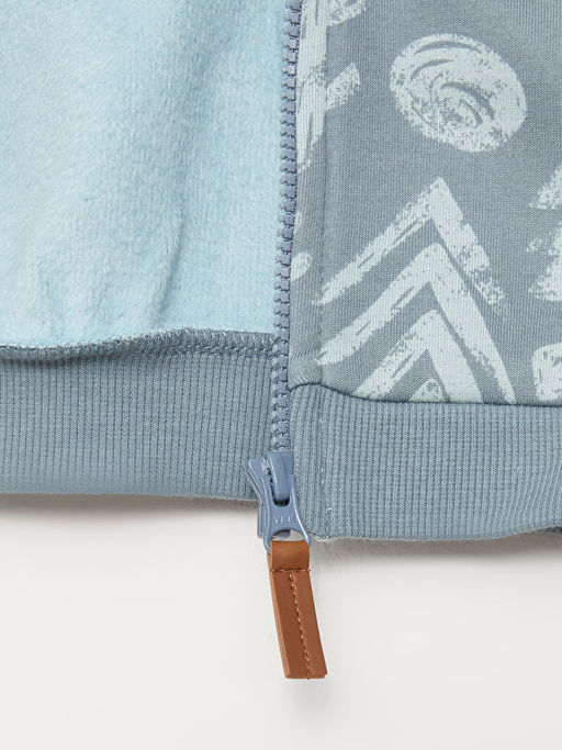 Kap??onlu Uzun Kollu Bask?l? Erkek Bebek Fermuarl? Sweatshirt - Waikiki фото 3