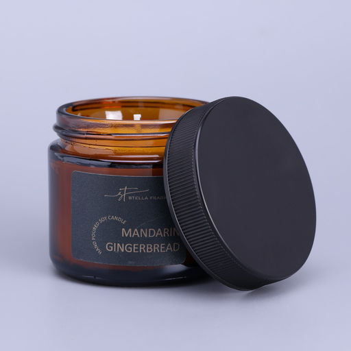 Ароматическая свеча в банке Mandarin gingerbread, соевый воск, 50 г, мандарин, пряник