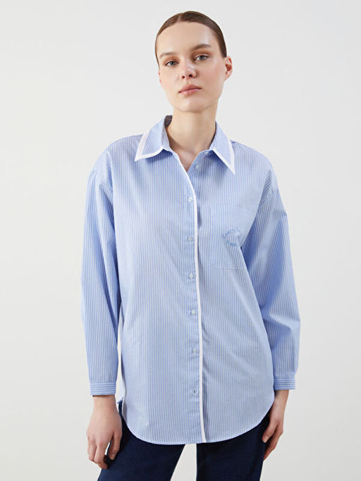 ?izgili Oversize Poplin Kad?n G?mlek Tunik