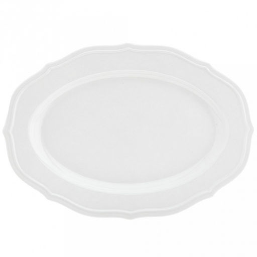 "Совершенство" Блюдо овальное фарфоровое 350х246х27мм, белый, рельефный декор, волнистый край (Китай)