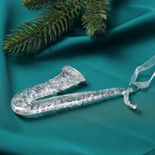 Цена за 2 шт. Ёлочная игрушка Зимнее волшебство. Саксофон, 124 см, прозрачный перелив  фото 5