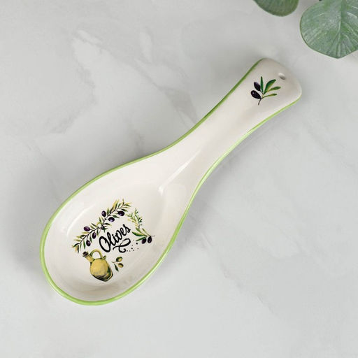 Подставка под ложку Доляна Олива, 21.57.5 см, керамика, белая фото 2