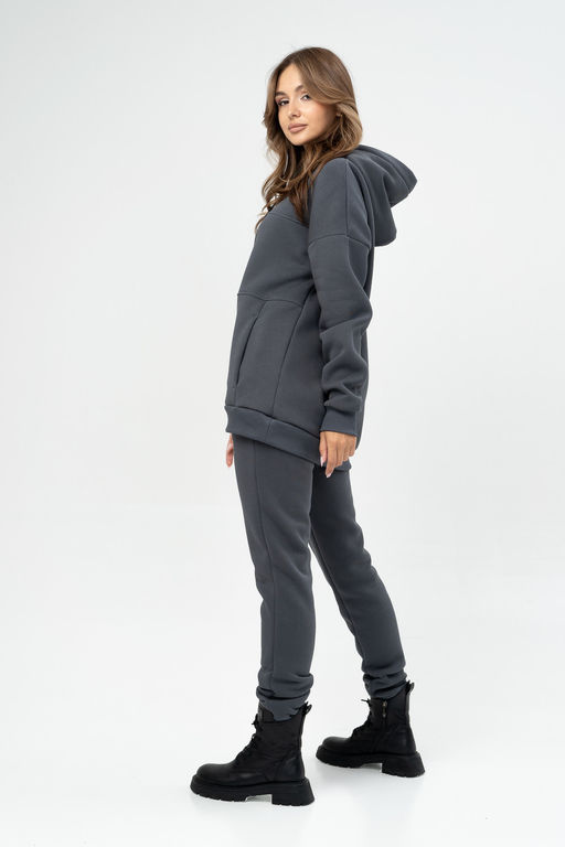 Брюки женские с начесом, графит - Solo mio фото 8