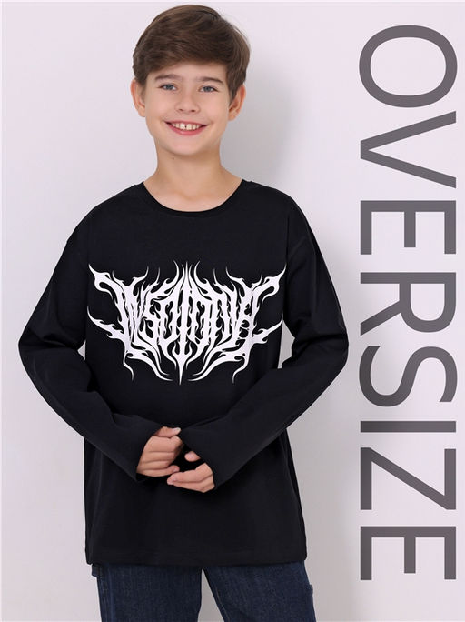 Лонгслив для мальчика Апрель из хлопка черный  фото 4