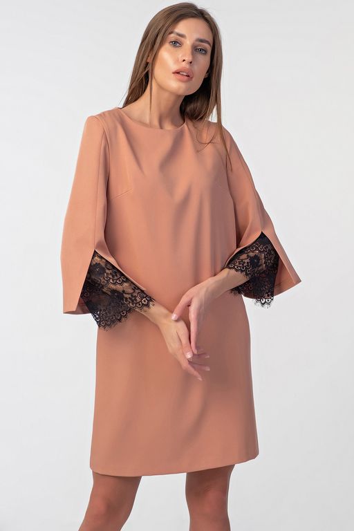 Платье прямое короткое миндальное - Fly фото 4