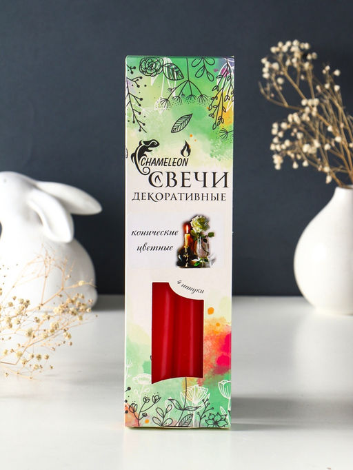 Набор свечей конических 2.2×24 см, 4 шт., 50 г, 8 ч, МИКС