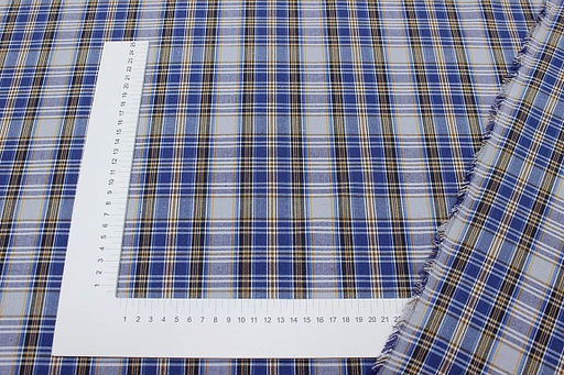 Пестрядь Сине-оранжевая клетка, ш.1.5м, хлопок-100%, 150гр/м.кв - Купава фото 5