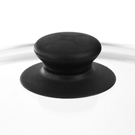 "ДМ" Крышка стеклянная д20см h6см, жаропрочное стекло, ободок из нержавеющей стали, пароотвод, пластиковая ручка-кнопка (Китай)