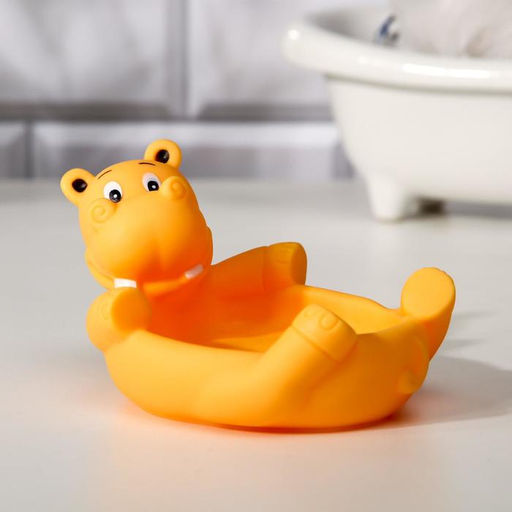 Резиновые игрушки для ванны Крошка Я «Мыльница: Бегемотики», 12 см, с пищалкой, в наборе 4 шт.