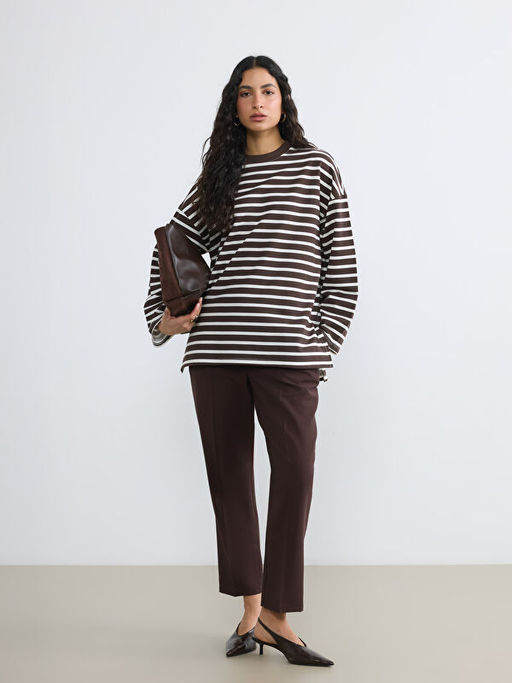 ?izgili Oversize Kad?n Sweatshirt Tunik