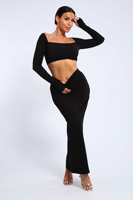 Юбка, футер (01056, черный макси) - Плиона фото 11