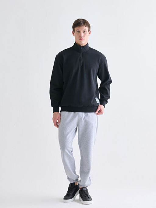 Fermuarl? Dik Yaka Erkek Sweatshirt