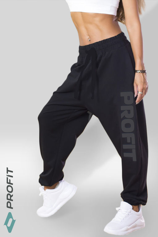 Штаны Майами черные, с черным принтом