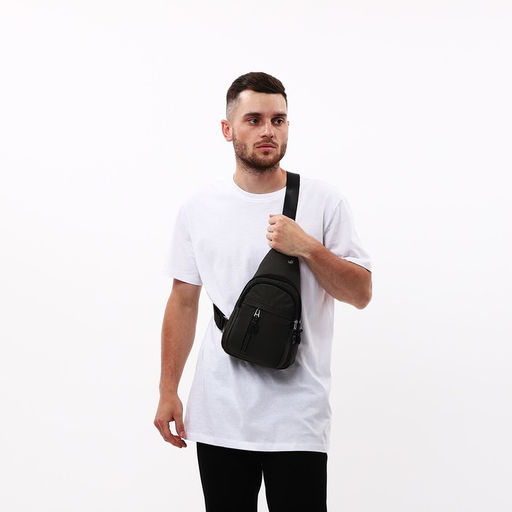 Сумка слинг мужская из текстиля, отверстие для наушников, цвет зелёный - Simaland фото 9