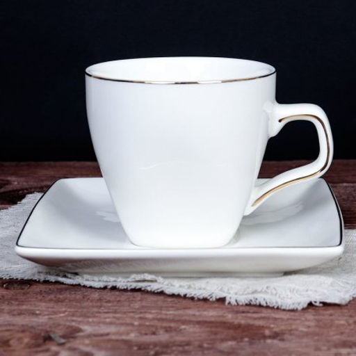 Чайный набор 12 предметов 220 мл квадратная форма MS / TC08L-12G 180 /уп 8/ костяной фарфор металл подставка - Галеонтрейд фото 6