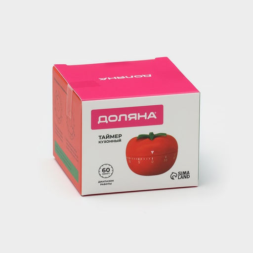 Таймер механический Доляна «Помидор», кухонный, 6.5×6.5 см, красный