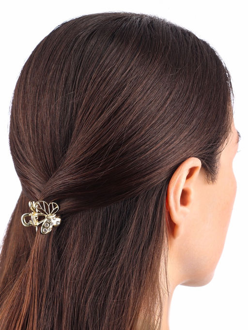 Цена за 6 шт. Крабик для волос «Оливия», бабочка, 2.5 см, золото