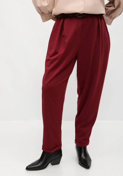 Брюки-бананы с комфортным поясом бордовый