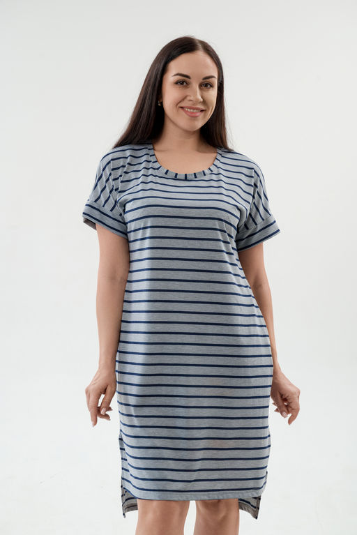 Туника женская из вискозы Полоса серо-черный макси - Амадэль фото 8