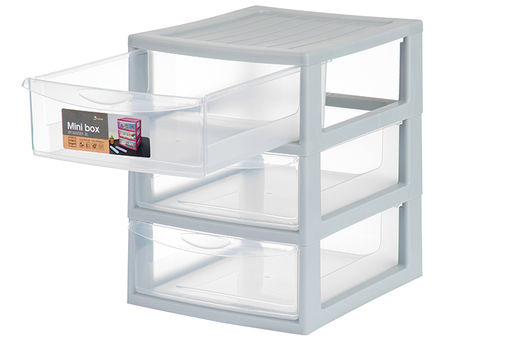 Органайзер 3-х секционный 25*19,5*26 см, серый/прозрачный (модель 596) - Elan gallery фото 3