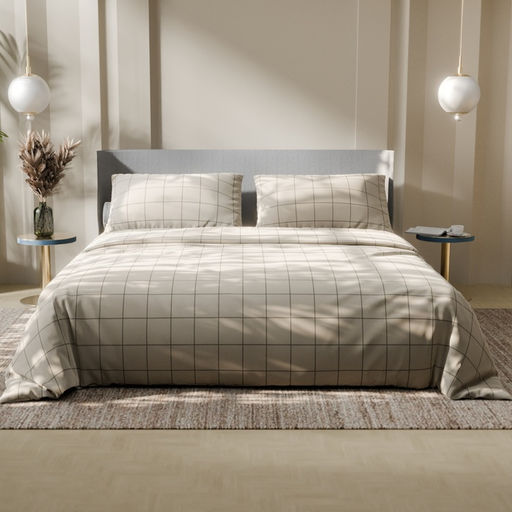 Постельное бельё Этель 2 сп Клетка цвет бежевый 175х215, 200х220, 50х70-2 шт, бязь, 125 г/м2 фото 5