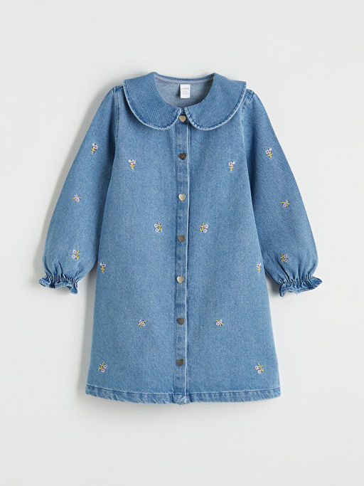 Bebe Yaka Nak??l? K?z ?ocuk Jean Elbise