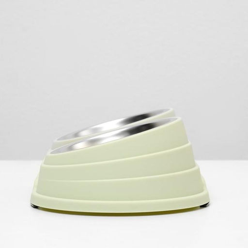 Миска металлическая двойная наклонная на пластиковом основании, 28.5157 см, зелёная - Пижон фото 5