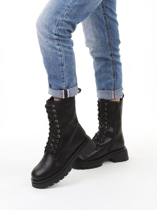 04-PAX86-1Z BLACK Ботинки зимние женские (натуральная кожа, 100% шерсть)
