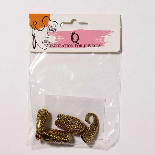 Цена за 2 шт. Замок-концевик «Змея», 36-12 мм (внутр. 6,5 мм), крючок с ответной частью, (набор 2 шт.), цвет бронзовый