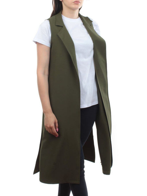 S2623 GREEN Жилет женский классический удлиненный (95% полиэстер,5% спандекс)