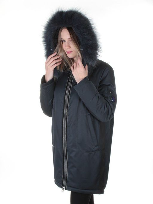 E-1961 DK. BLUE Пальто женское с мехом Evcanbady - Fashion фото 9