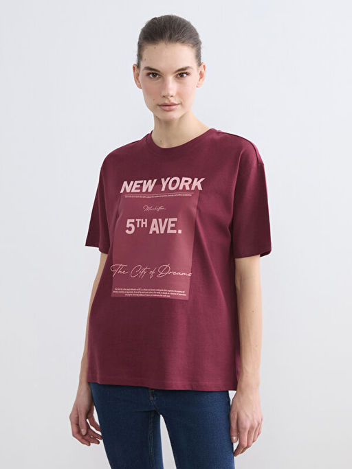 New York Bask?l? Oversize Kad?n Ti??rt