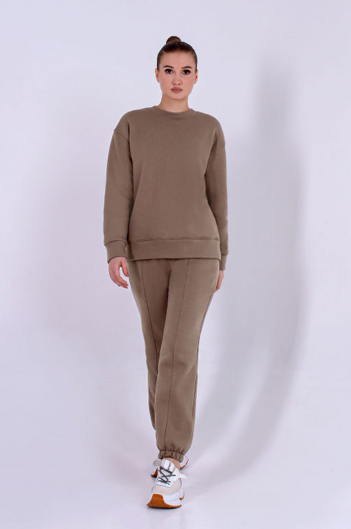 Арт. 2911 Костюм с начесом женский 44-52 (5 шт) Цвет:верх- бежевый, низ- бежевый - Калинка фото 9